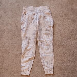 White Joggers with Abstract Pattern